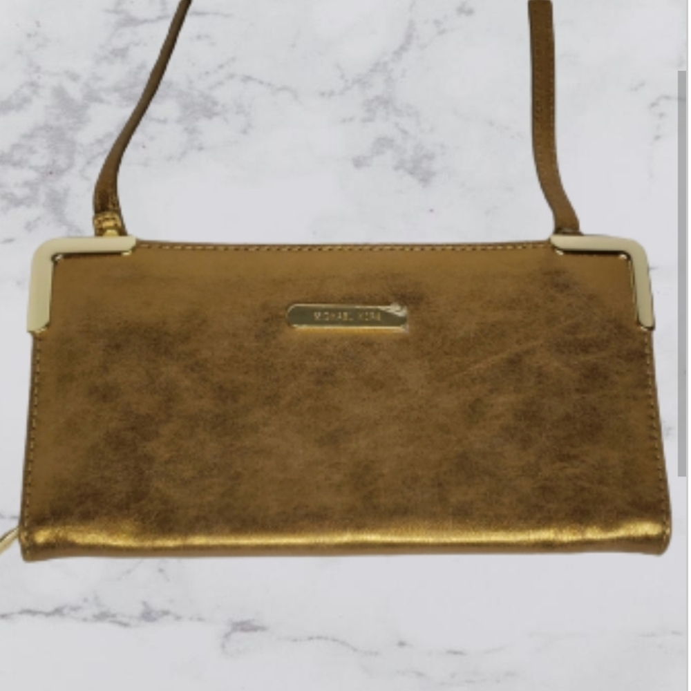 Michael Kors Gold Metallic Evening Shoulder Bag Clutch